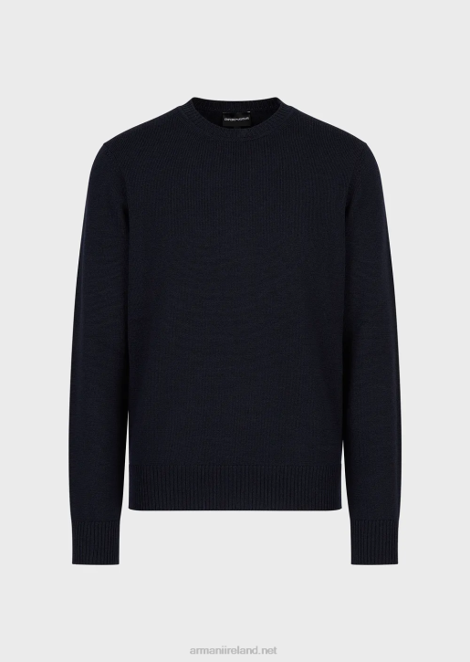 Men 086V1218 Virgin-Wool, Regular-Fit Jumper Armani Navy Blue