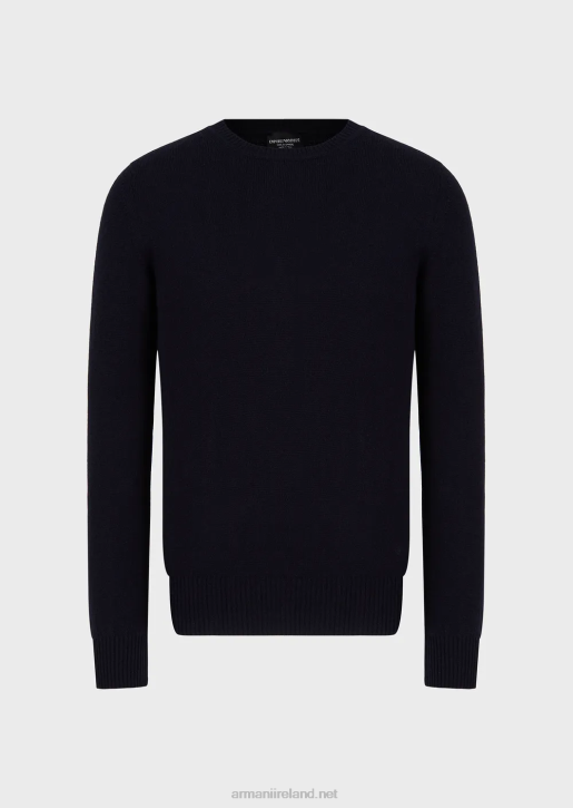 Men 086V1265 Pure Cashmere Crew-Neck Jumper Armani Navy Blue