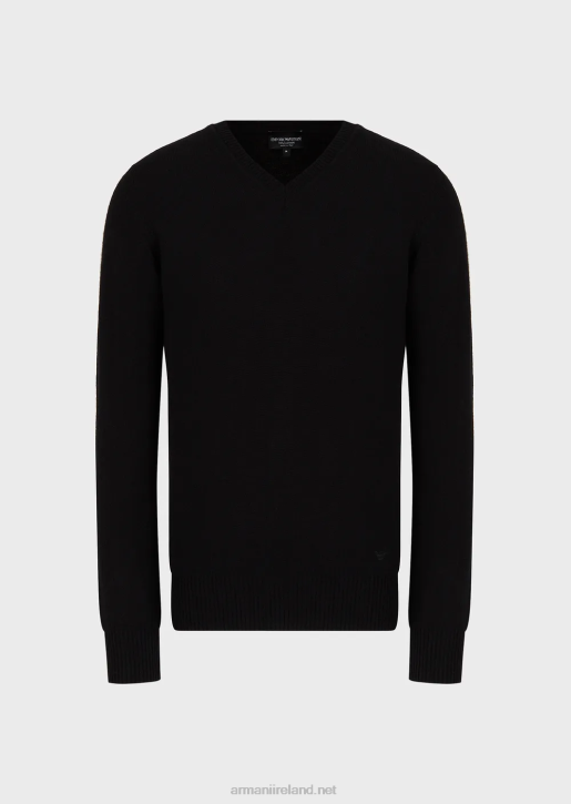 Men 086V1269 Pure Cashmere V-Neck Jumper Armani Black