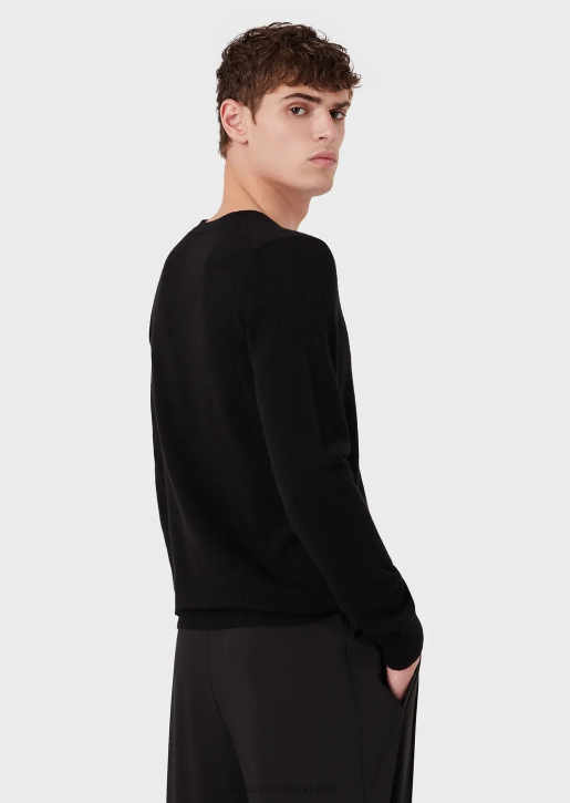 Men 086V1269 Pure Cashmere V-Neck Jumper Armani Black