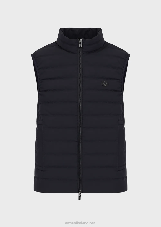 Men 086V1334 Quilted Nylon Sleeveless Down Jacket Armani Navy Blue