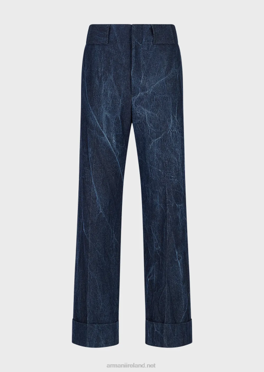 Men 086V1371 Stone-Washed Denim Trousers Armani