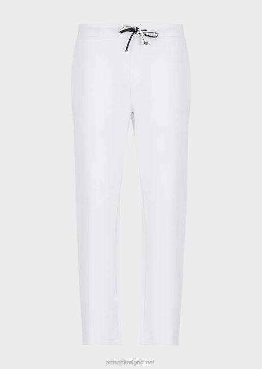 Men 086V1394 Double-Jersey Joggers With Welt Pocket Armani White