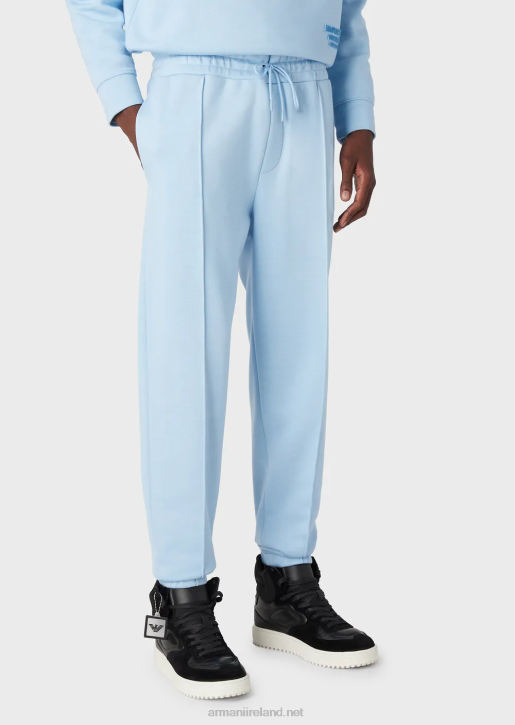 Men 086V1411 Modal Jersey Joggers With Ribbing Armani Azure