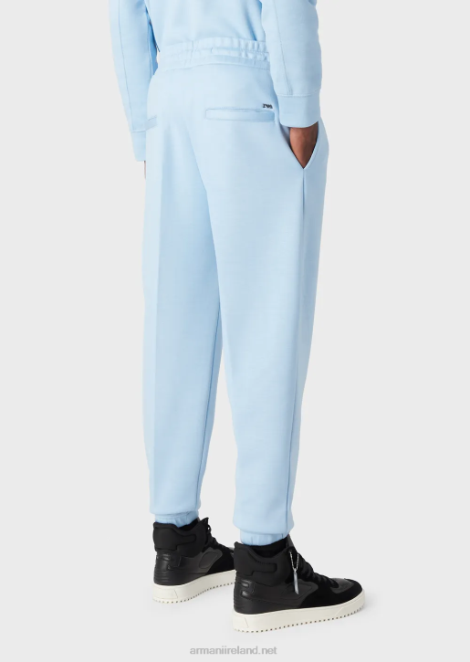 Men 086V1411 Modal Jersey Joggers With Ribbing Armani Azure