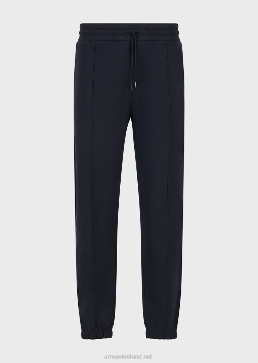 Men 086V1412 Modal Jersey Joggers With Ribbing Armani Navy Blue