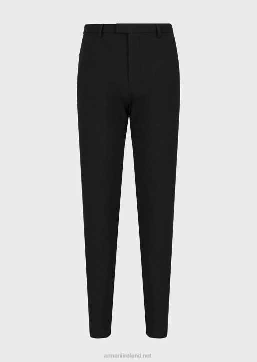 Men 086V1449 Trousers In 3D Stretch Technical Wool Armani Black