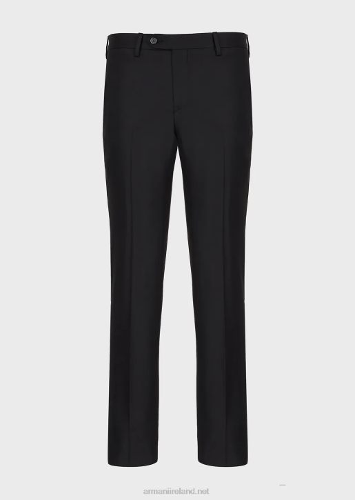 Men 086V1450 Worsted Virgin-Wool, Creased Trousers Armani Black