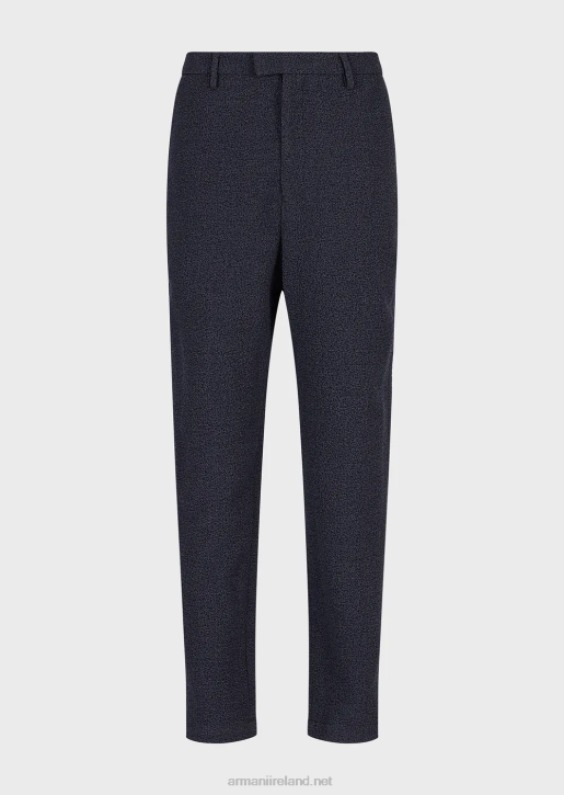 Men 086V1470 Trousers In 3D-Effect Jacquard Virgin Wool Armani