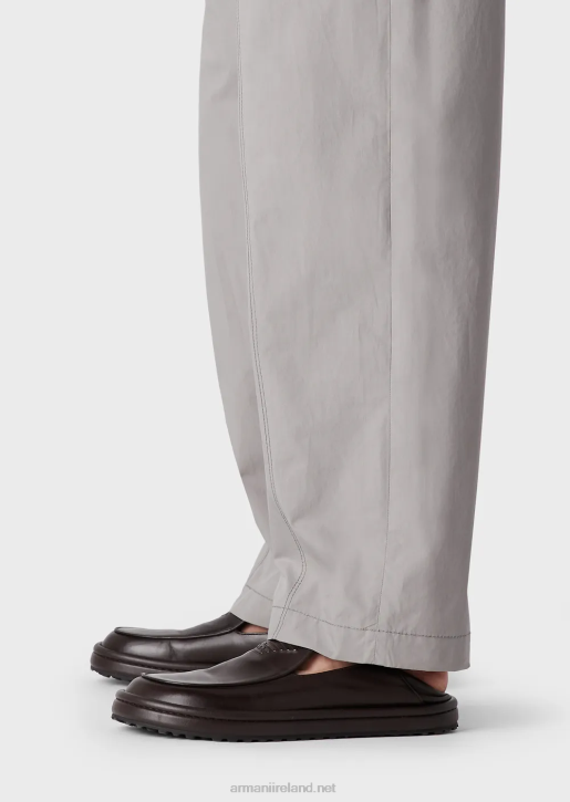 Men 086V1471 Pima Poplin Drawstring Trousers Armani Light Gray