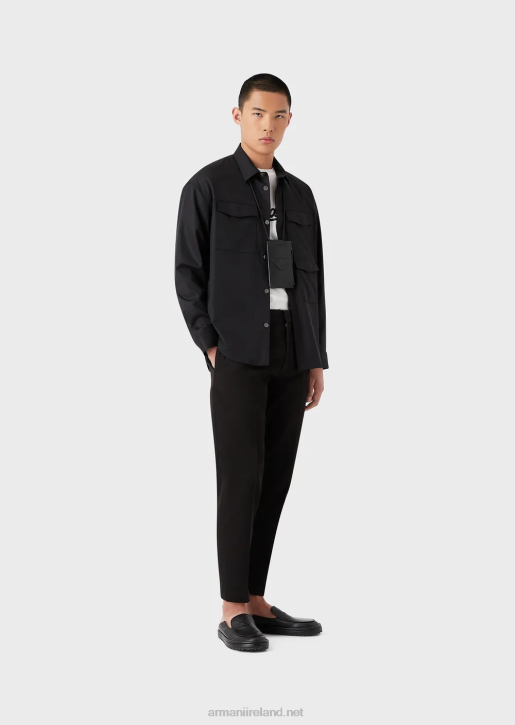 Men 086V1477 Tricotine-Effect Jersey Chinos Armani Black