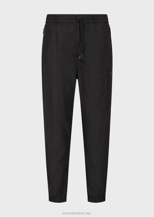 Men 086V1480 Recycled Matte Technical Nylon Trousers Armani Black