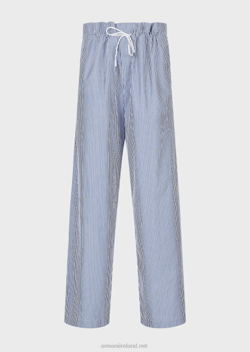 Men 086V1489 Striped Poplin Drawstring Trousers Armani Striped