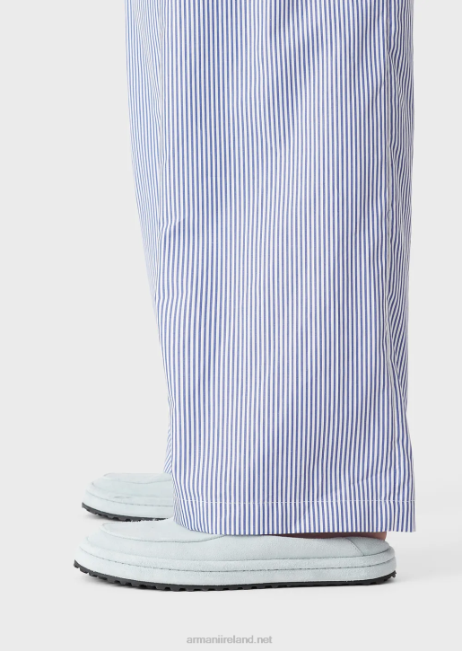 Men 086V1489 Striped Poplin Drawstring Trousers Armani Striped