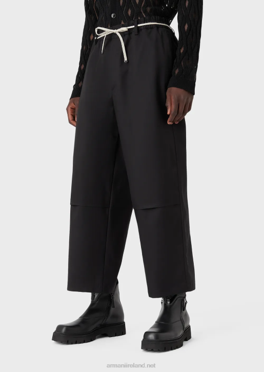 Men 086V1490 Double Gabardine Culottes With Rope Belt Armani