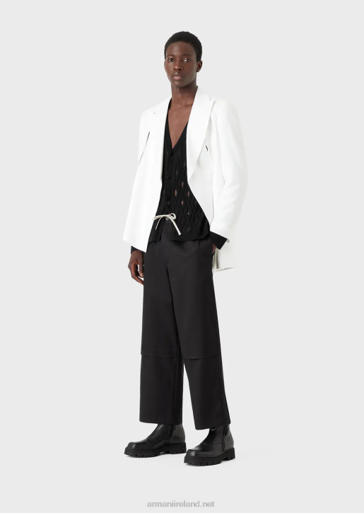 Men 086V1490 Double Gabardine Culottes With Rope Belt Armani