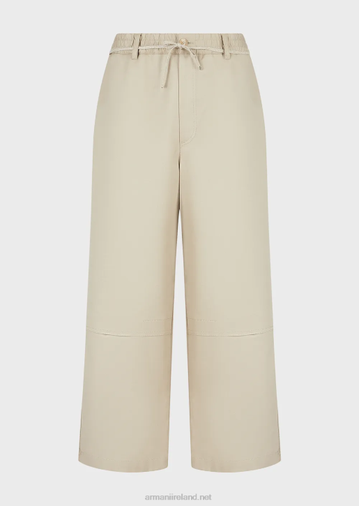 Men 086V1491 Double Gabardine Culottes With Rope Belt Armani Beige