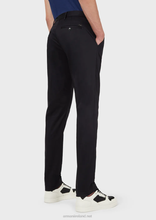Men 086V1505 Stretch Cotton Chinos Armani Navy Blue