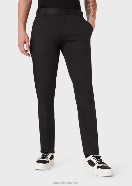 Men 086V1506 Stretch Cotton Chinos Armani Black