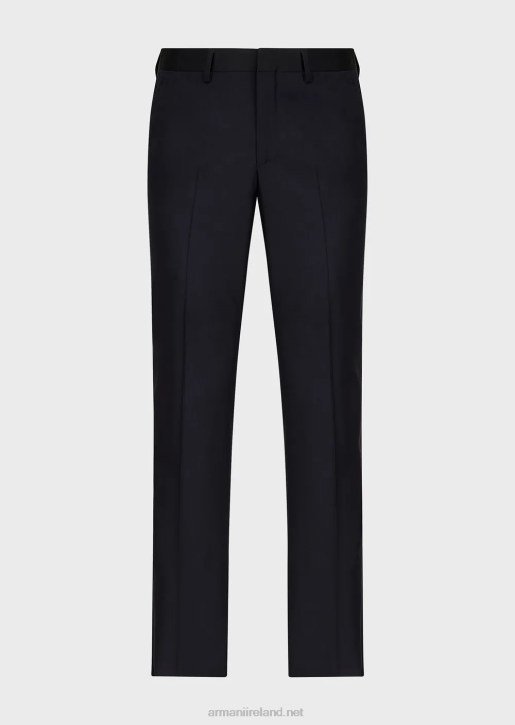 Men 086V1512 Worsted Virgin-Wool Trousers Armani Navy Blue