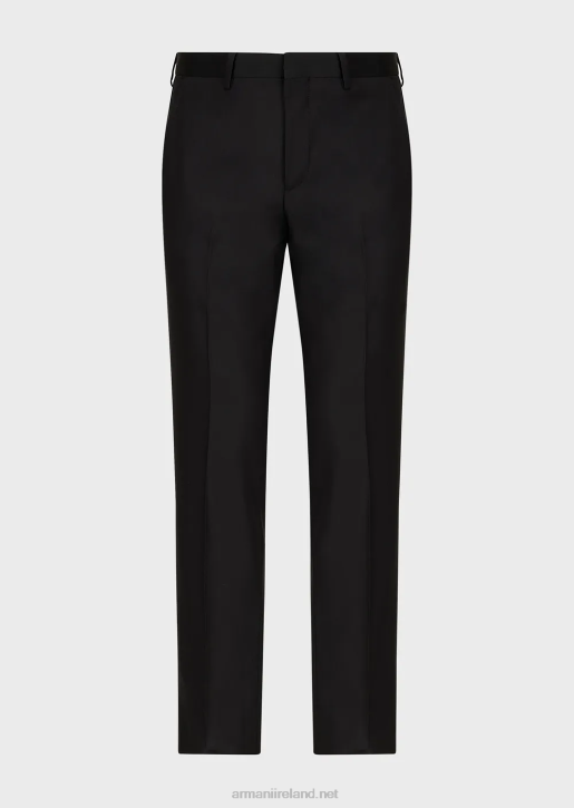 Men 086V1513 Worsted Virgin-Wool Trousers Armani Black