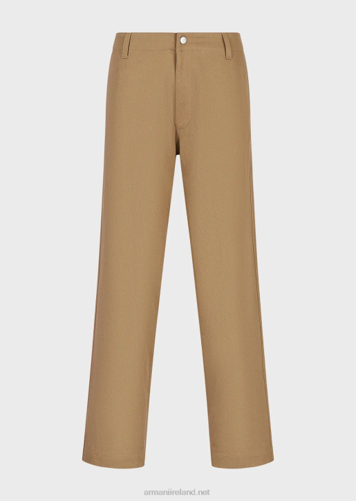 Men 086V1514 Sustainable Collection Organic Bull Trousers Armani Camel