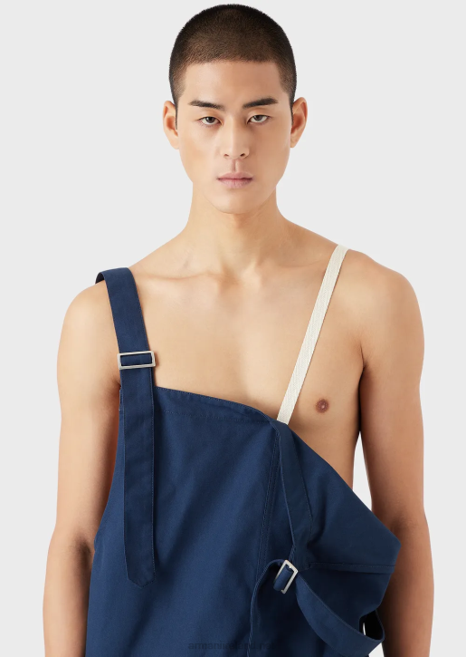 Men 086V1523 Sustainable Collection Recycled Canvas Dungarees Armani Blue