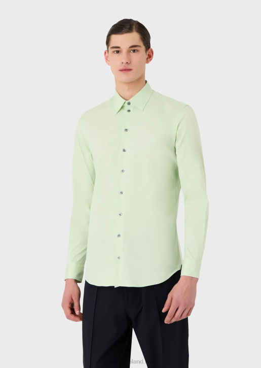 Men 086V1092 Stretch Technical Fabric Shirt Armani Light Green