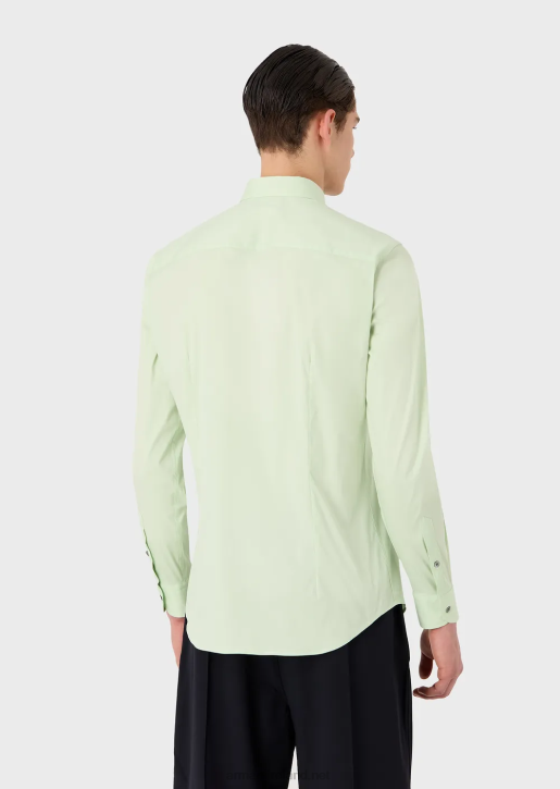 Men 086V1092 Stretch Technical Fabric Shirt Armani Light Green