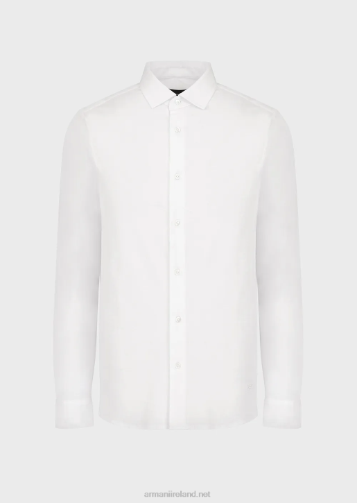 Men 086V1107 Tencel-Blend Jersey Shirt Armani White