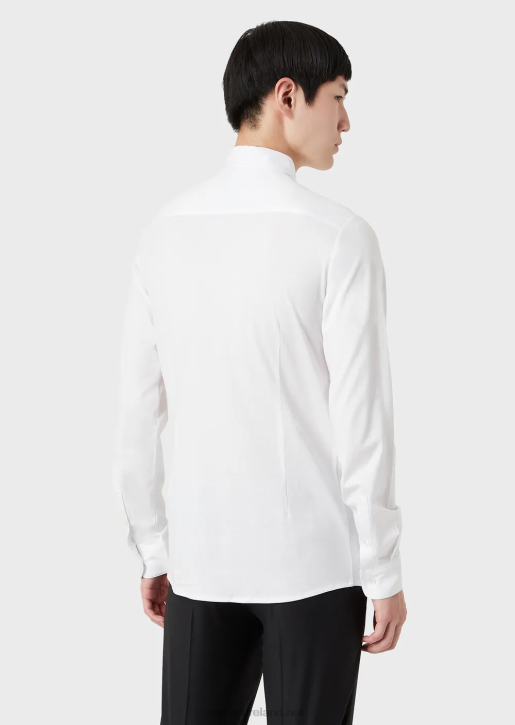 Men 086V1107 Tencel-Blend Jersey Shirt Armani White