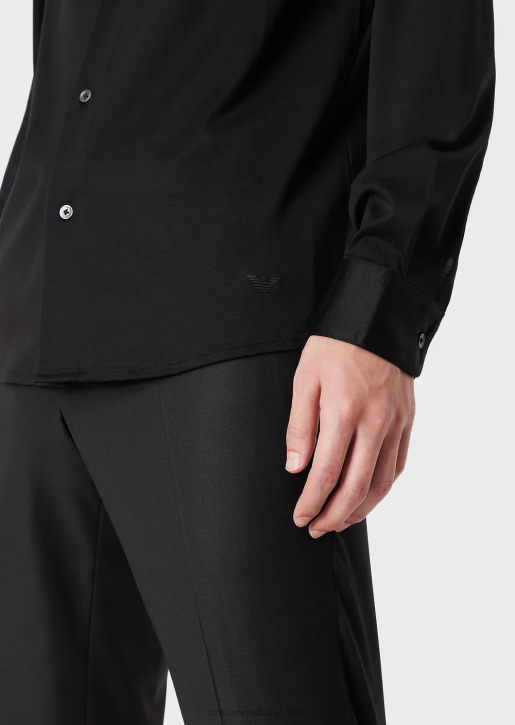 Men 086V1109 Tencel-Blend Jersey Shirt Armani Black