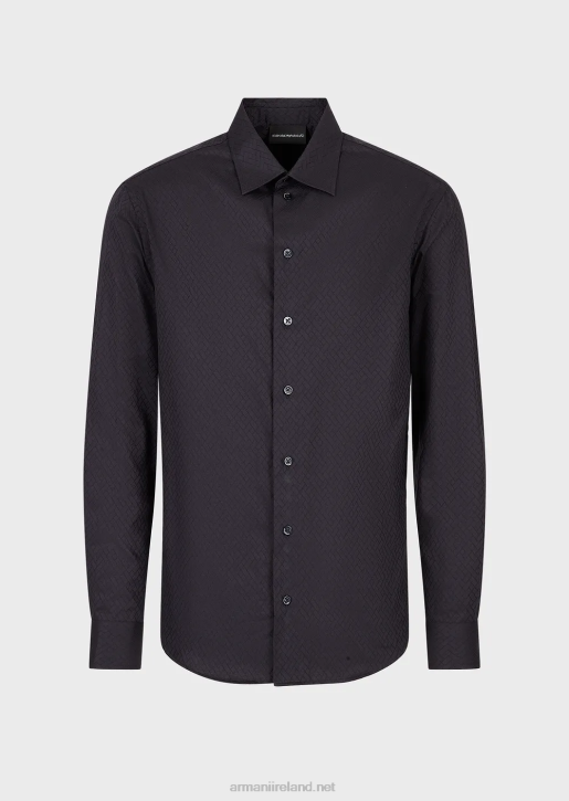 Men 086V1144 Geometric Jacquard Shirt Armani Black