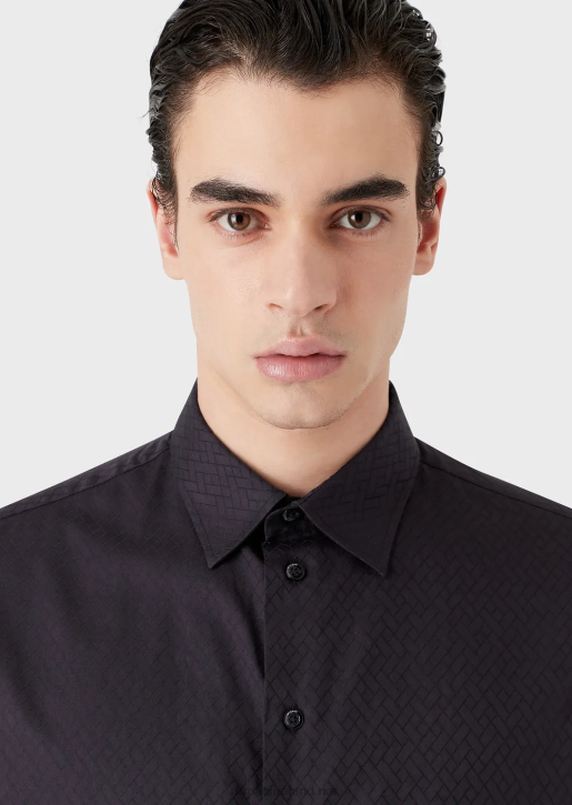 Men 086V1144 Geometric Jacquard Shirt Armani Black