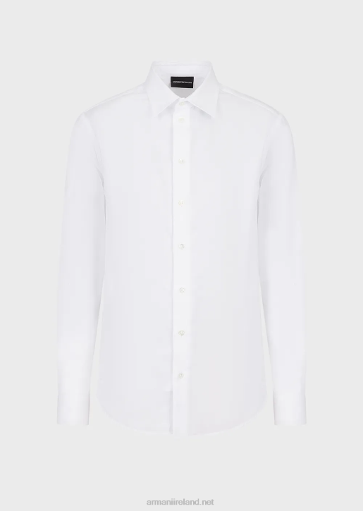 Men 086V1145 Geometric Jacquard Shirt Armani White