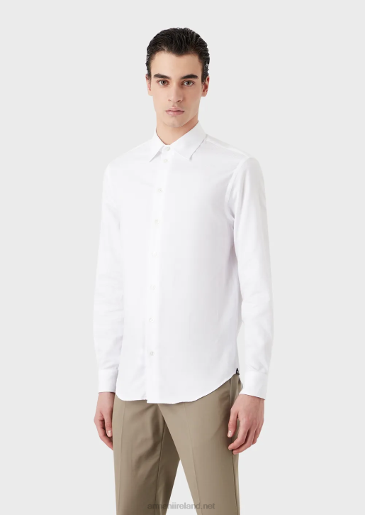 Men 086V1145 Geometric Jacquard Shirt Armani White