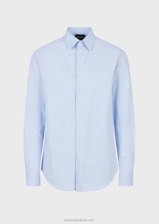 Men 086V1146 Geometric Jacquard Shirt Armani Azure