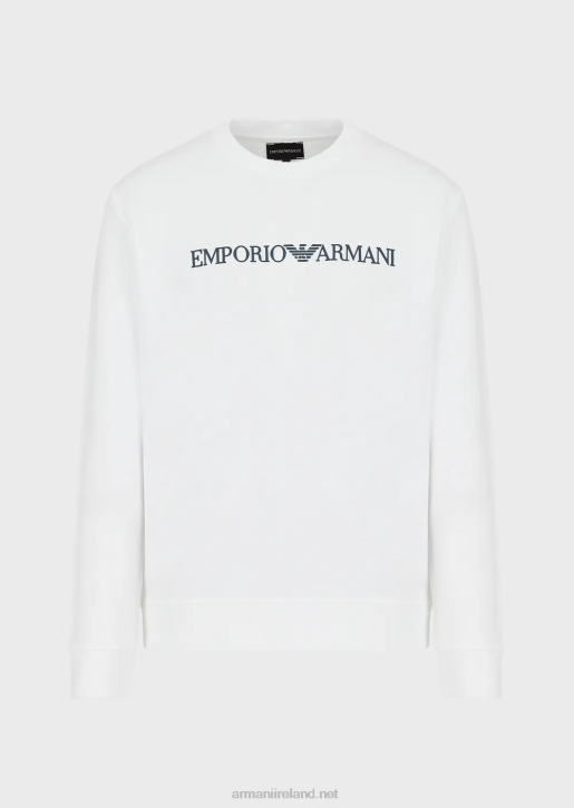 Men 086V1602 Modal-Blend Sweatshirt With Logo Print Armani White