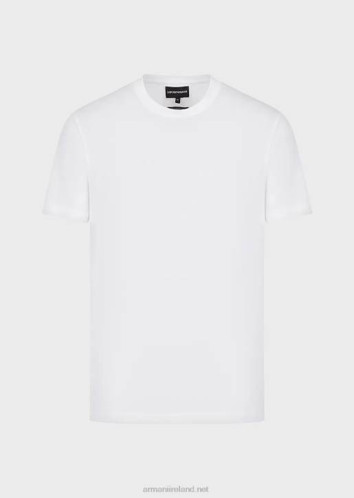 Men 086V1696 Jersey T-Shirt With Jacquard Logo Armani White