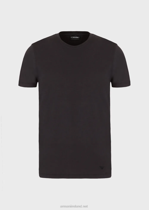 Men 086V1735 Silk/Cotton Blend T-Shirt Armani Black