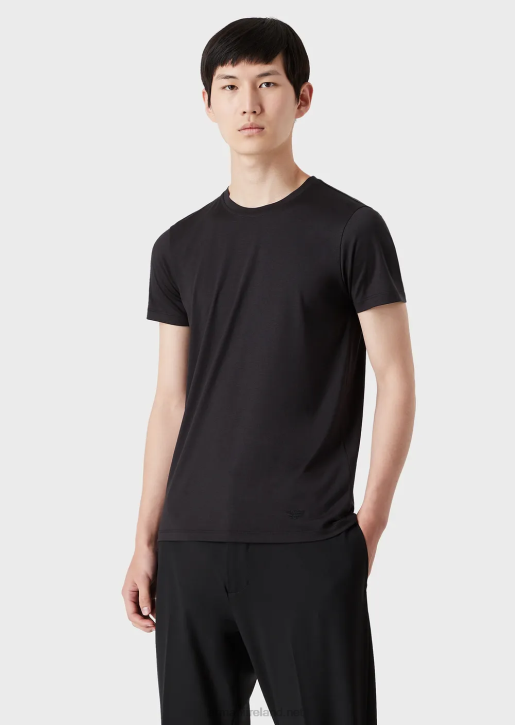 Men 086V1735 Silk/Cotton Blend T-Shirt Armani Black