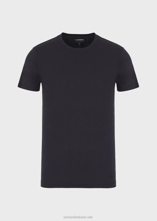 Men 086V1737 Silk/Cotton Blend T-Shirt Armani Midnight Blue