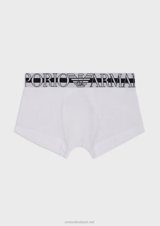 Men 086V1771 Organic Cotton Boxer Briefs With Megalogo Armani White