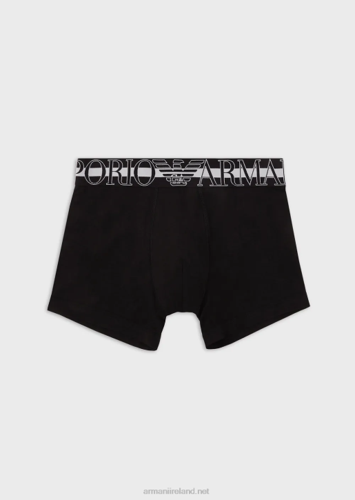 Men 086V1775 Organic Cotton Boxer Briefs With Megalogo Armani Black