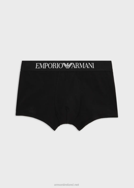 Men 086V1777 Basic Boxer Briefs With Logo Waistband Armani Black