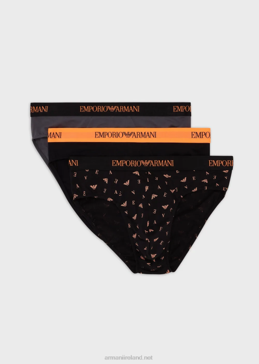 Men 086V1788 Three-Pack Of Pure Cotton Briefs Armani Black