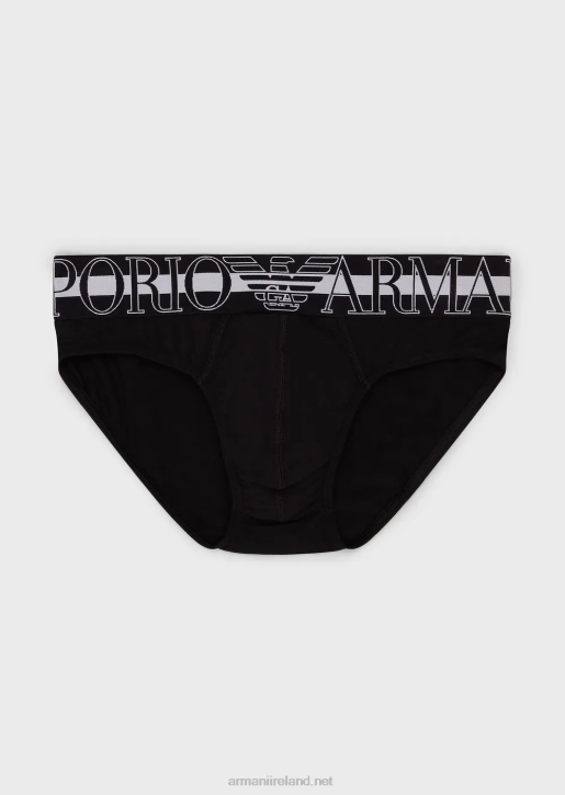 Men 086V1792 Megalogo Organic Cotton Briefs Armani Black