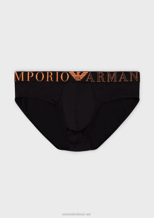 Men 086V1793 Microfibre Briefs With Logo Waistband Armani Black