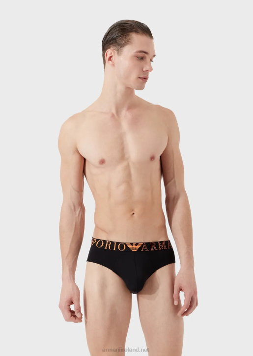 Men 086V1793 Microfibre Briefs With Logo Waistband Armani Black