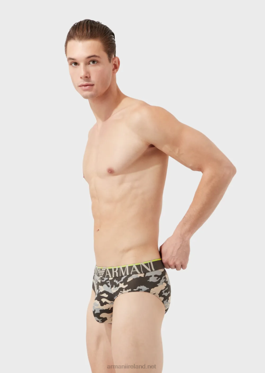 Men 086V1797 Briefs With Camouflage Pattern Armani